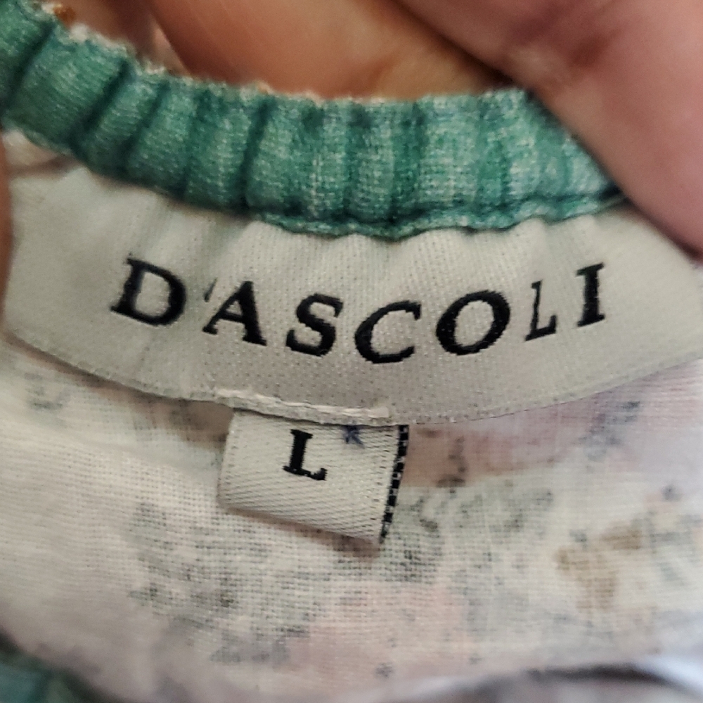 D'ASCOLI Cotton Midi Dress Large Ruffle-Trim Maxi Dress in Cream Green - Picture 10 of 13